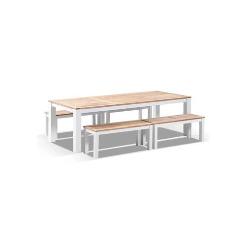 Balmoral 2.5m Teak Top Aluminium Table with Bench Seats