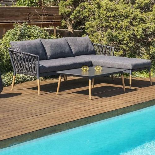 Silas Outdoor Chaise Lounge Set w/ Coffee Table