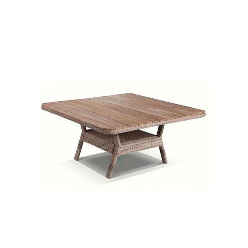 Low Dining 1.5M Square Outdoor Wicker Teak Top Table