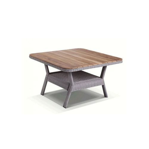 Low Dining 1.2M Square Outdoor Wicker Teak Top Table