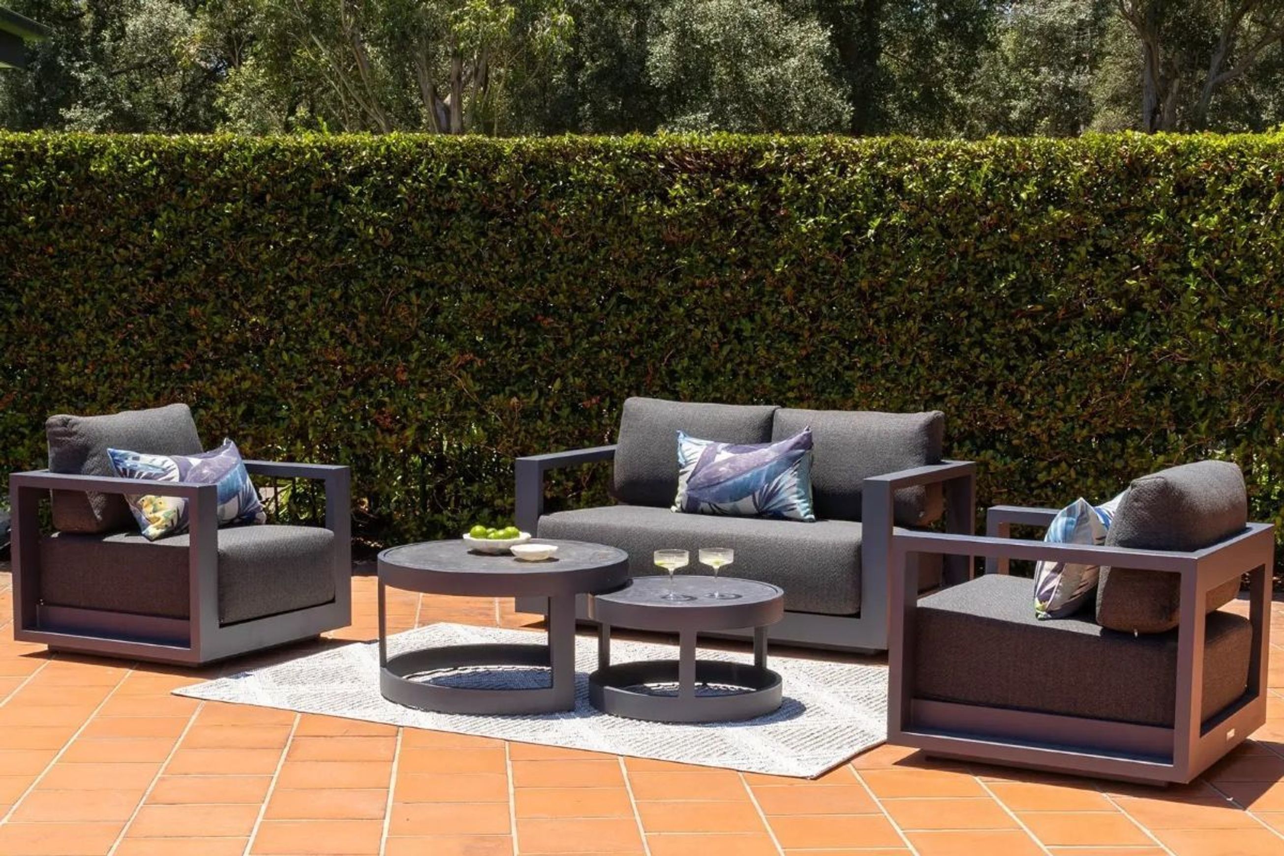 Wanaka 2-Seater Lounge Set - Charcoal