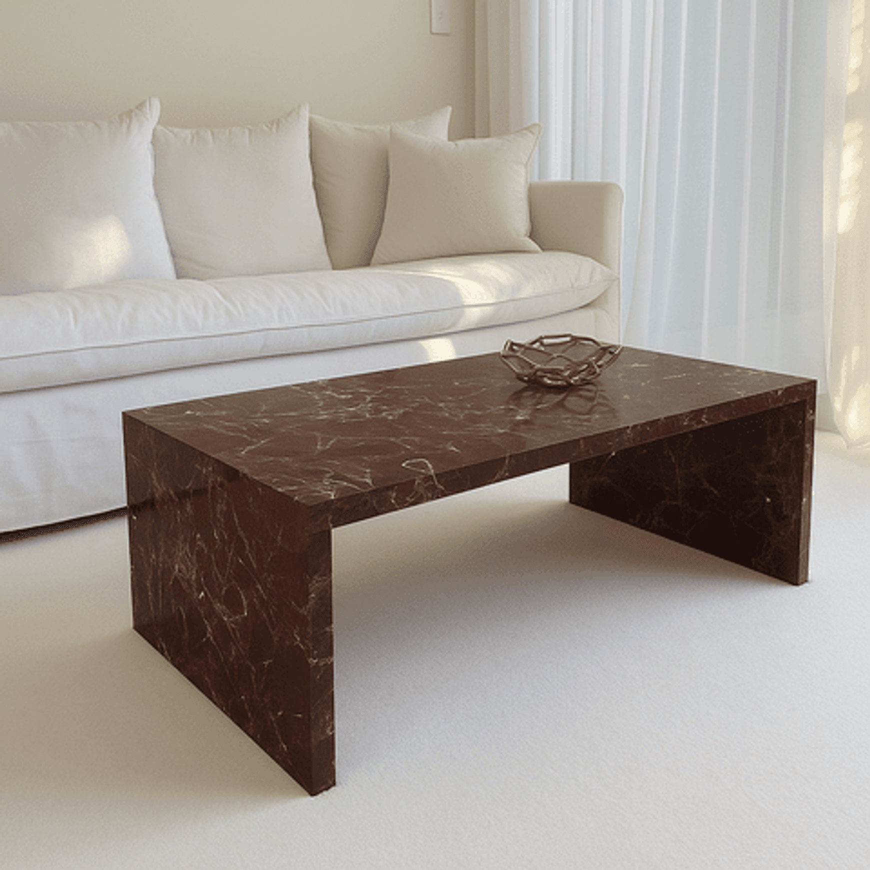 Waterfall Coffee Table - Rosso Levanto Marble