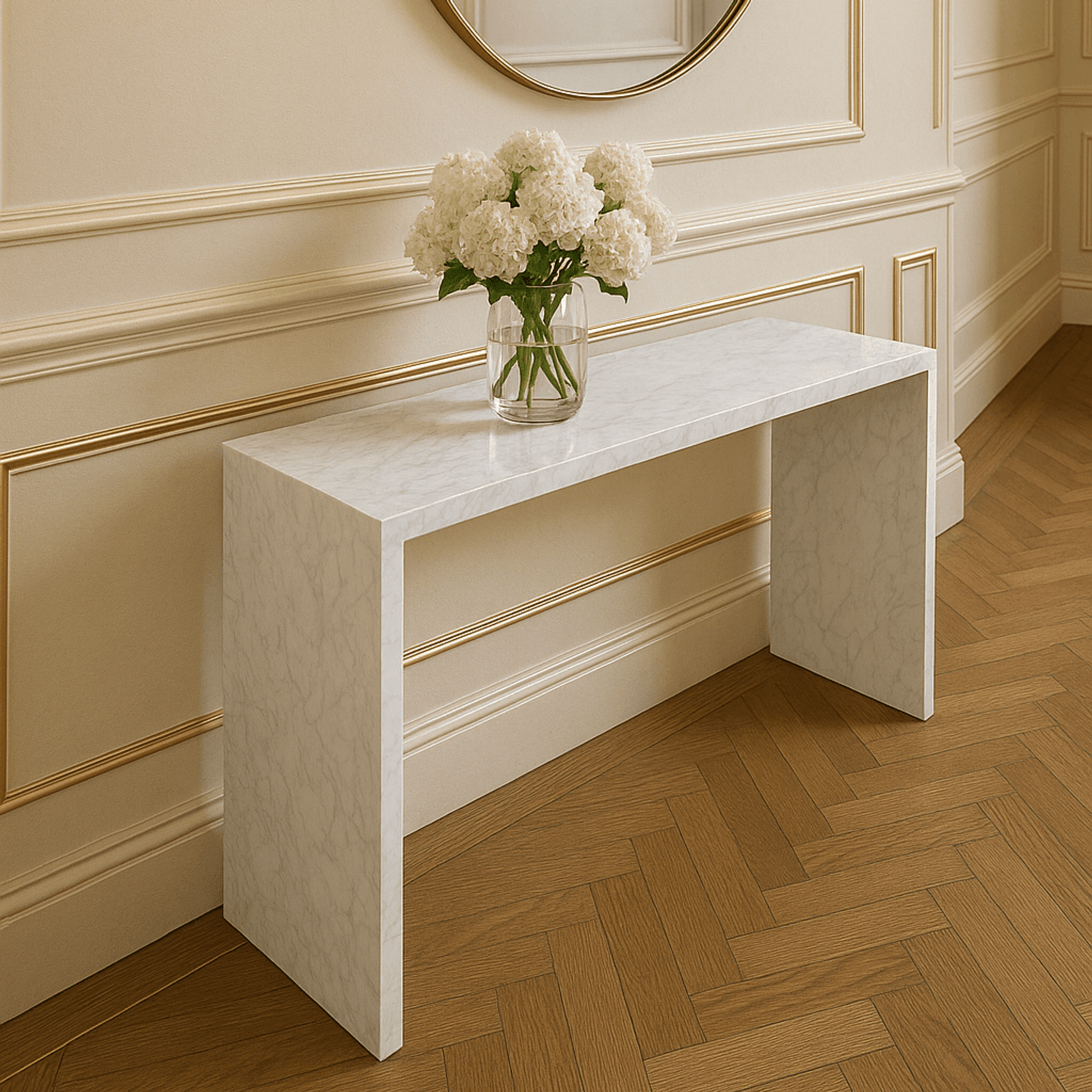 Waterfall Hallway Console - Carrara Marble