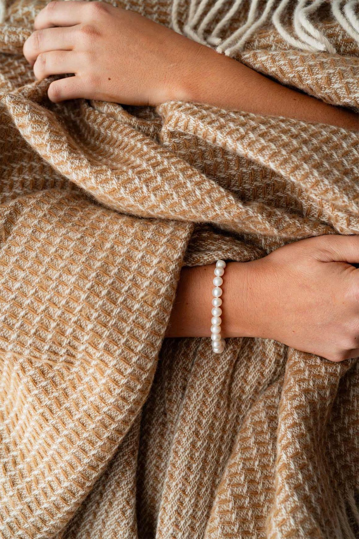 Ruanui Station Lambswool Waffle Throw - Winiata Wheat