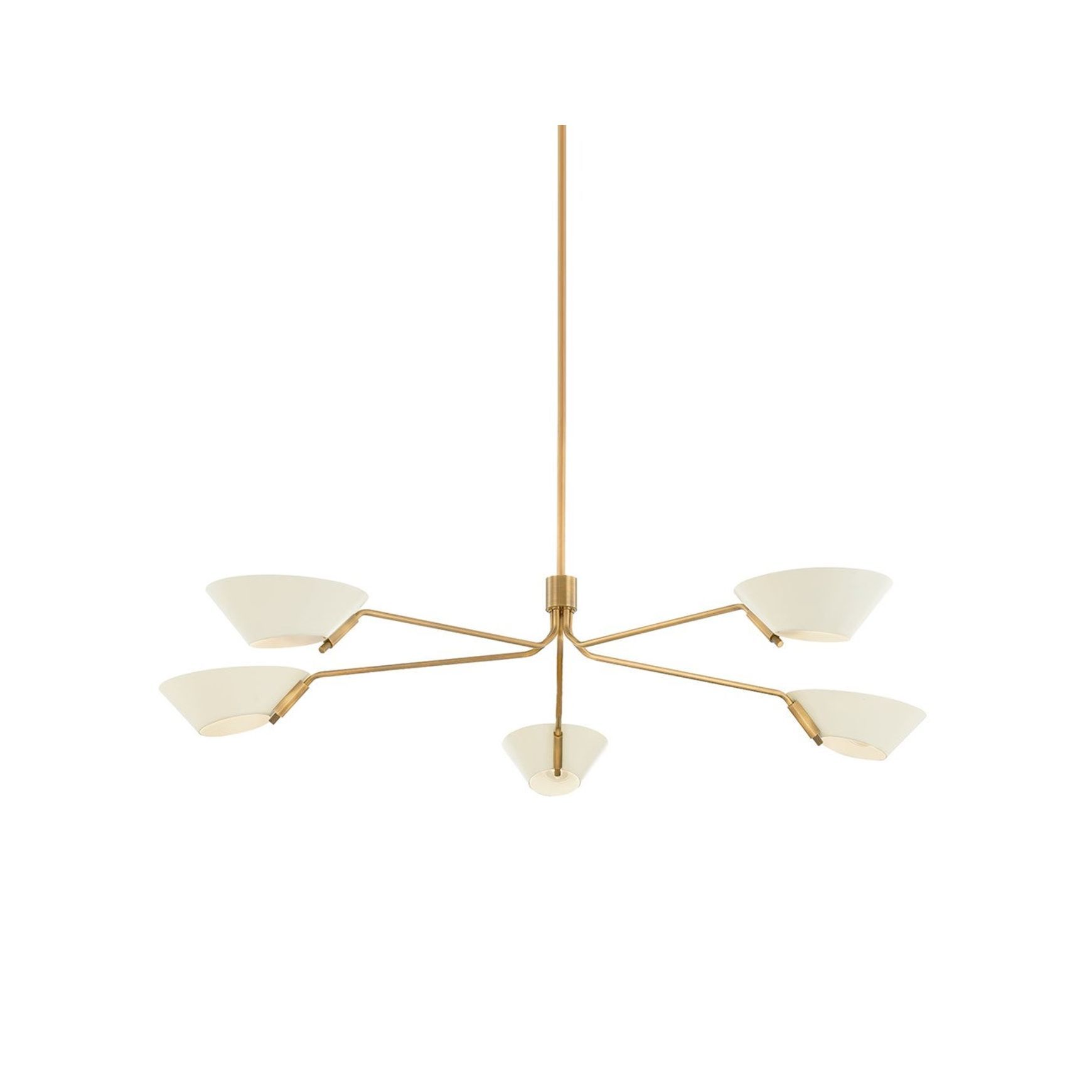 Herman 5 Light Chandelier in Patina Brass & Soft Sand