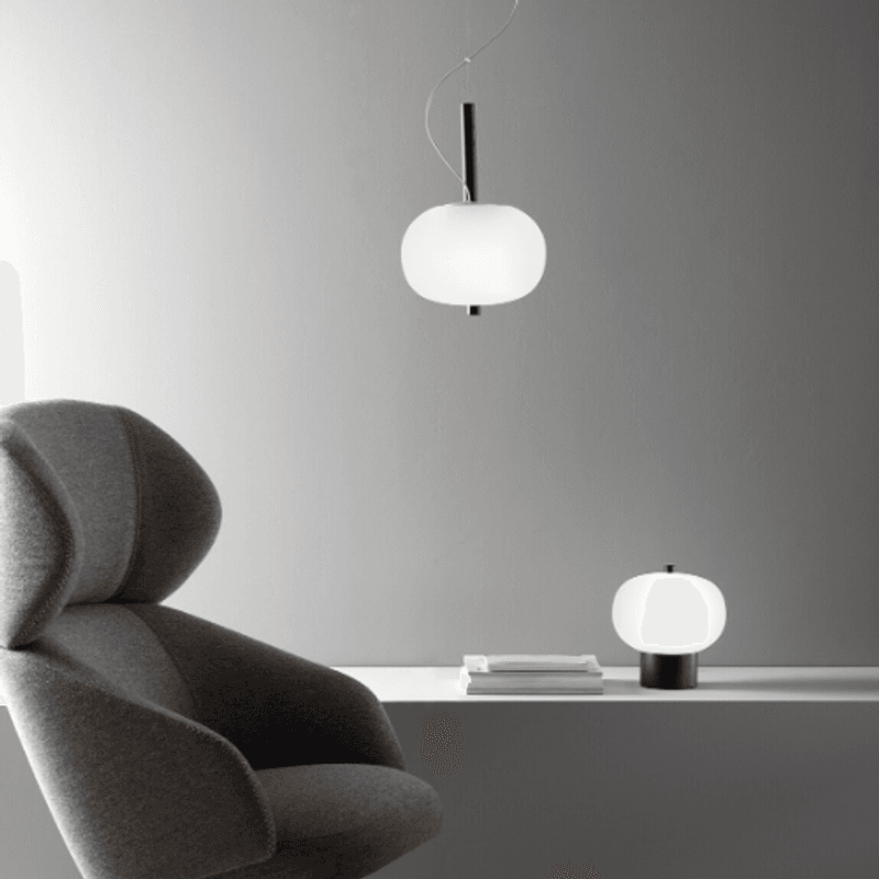 Luna LED Glass Pendant - Small in Ash