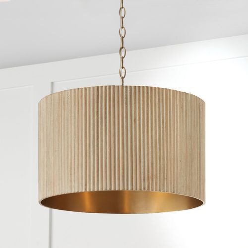 Cody 3 Light Pendant in White Wash & Matte Brass