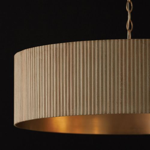 Cody 4 Light Pendant in White Wash & Matte Brass