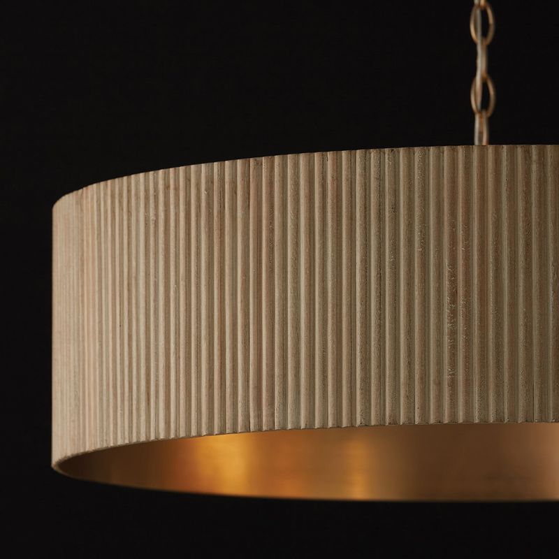 Cody 4 Light Pendant in White Wash & Matte Brass