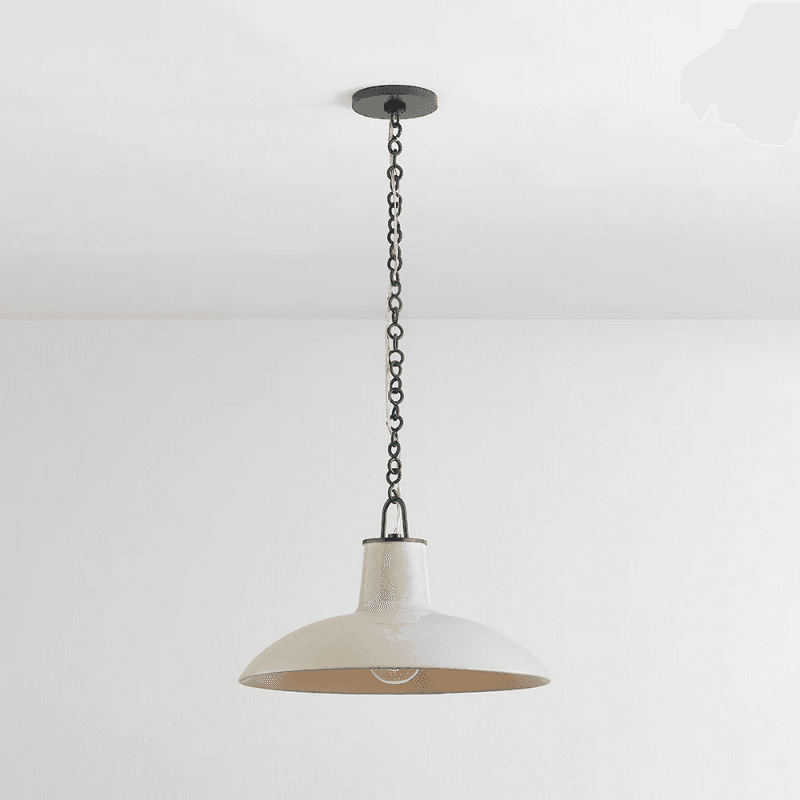 Potter 1 Light Pendant In Distressed Bronze & Ceramic Ivory Crackle