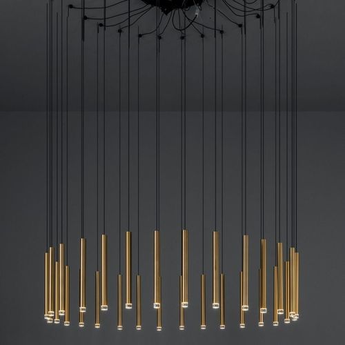 Candella 30 Light Chandelier in Matte Satin Brass