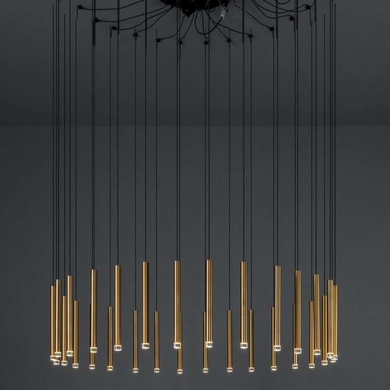 Candella 30 Light Chandelier in Matte Satin Brass