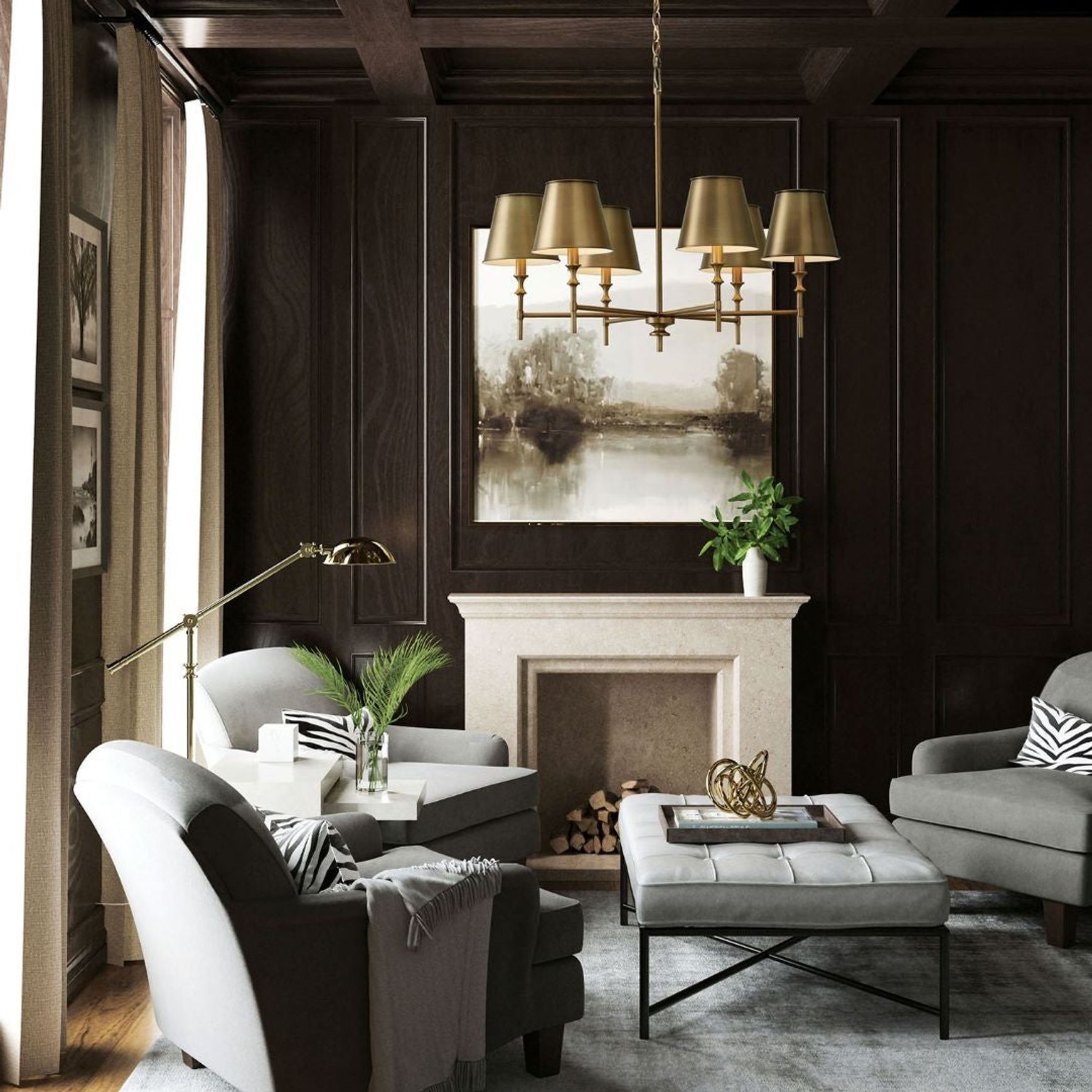 Barwon 6 Light Chandelier in Aged Brass