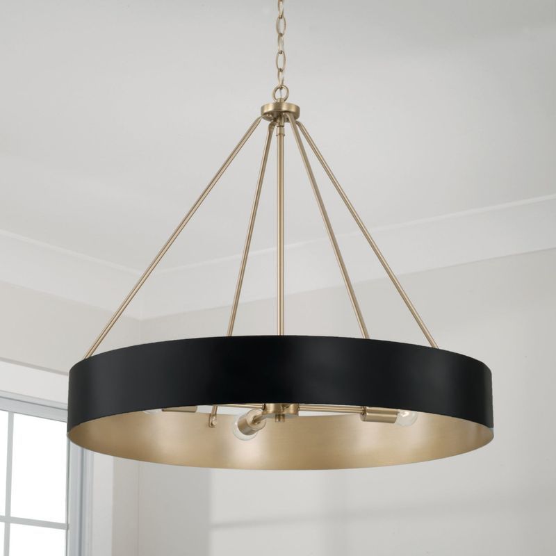 Swell 4 Light Chandelier in Matte Brass & Black