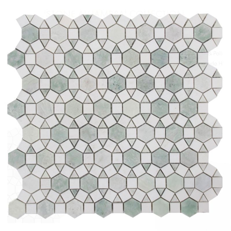 Alhambra Light Ming Green Honed & Thassos Polish