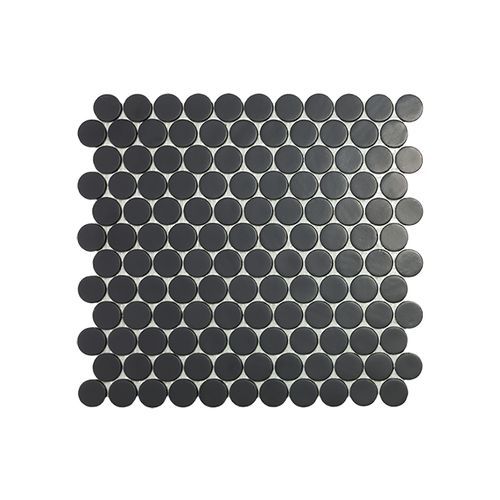 Circle Black Pennyround Mosaic Tile