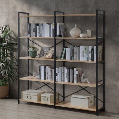 Axel 2PCE Shelving Unit Tall | Black Steel & Natural