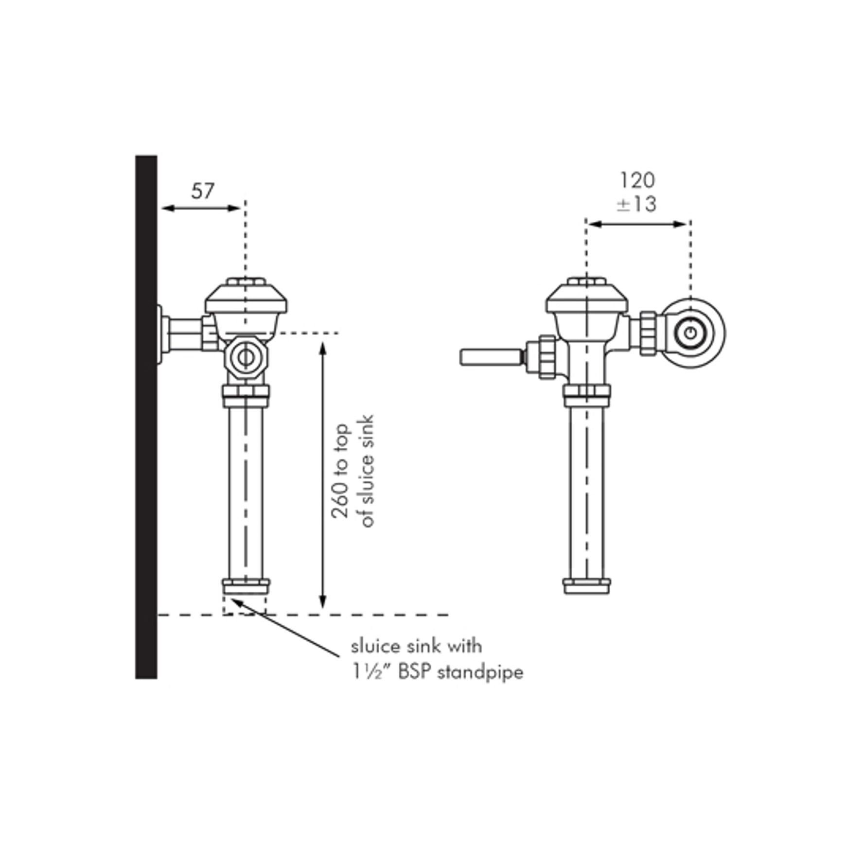 Zurn Exposed Mounted Sluice Sink Flush Valve