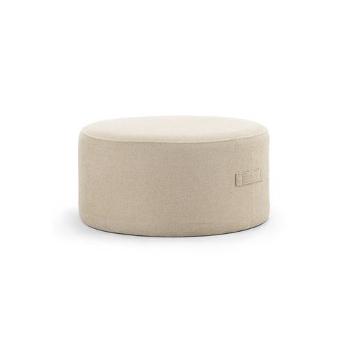 Halle Medium Round Ottoman Pouf | Sand Beige