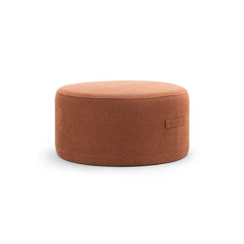 Halle Medium Round Ottoman Pouf | Rust Orange