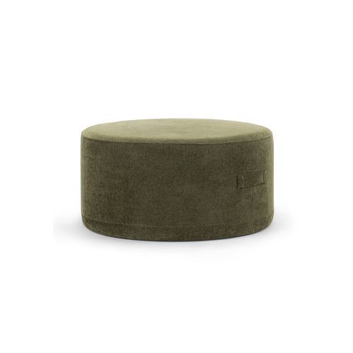 Halle Medium Round Ottoman Pouf | Wattle Green