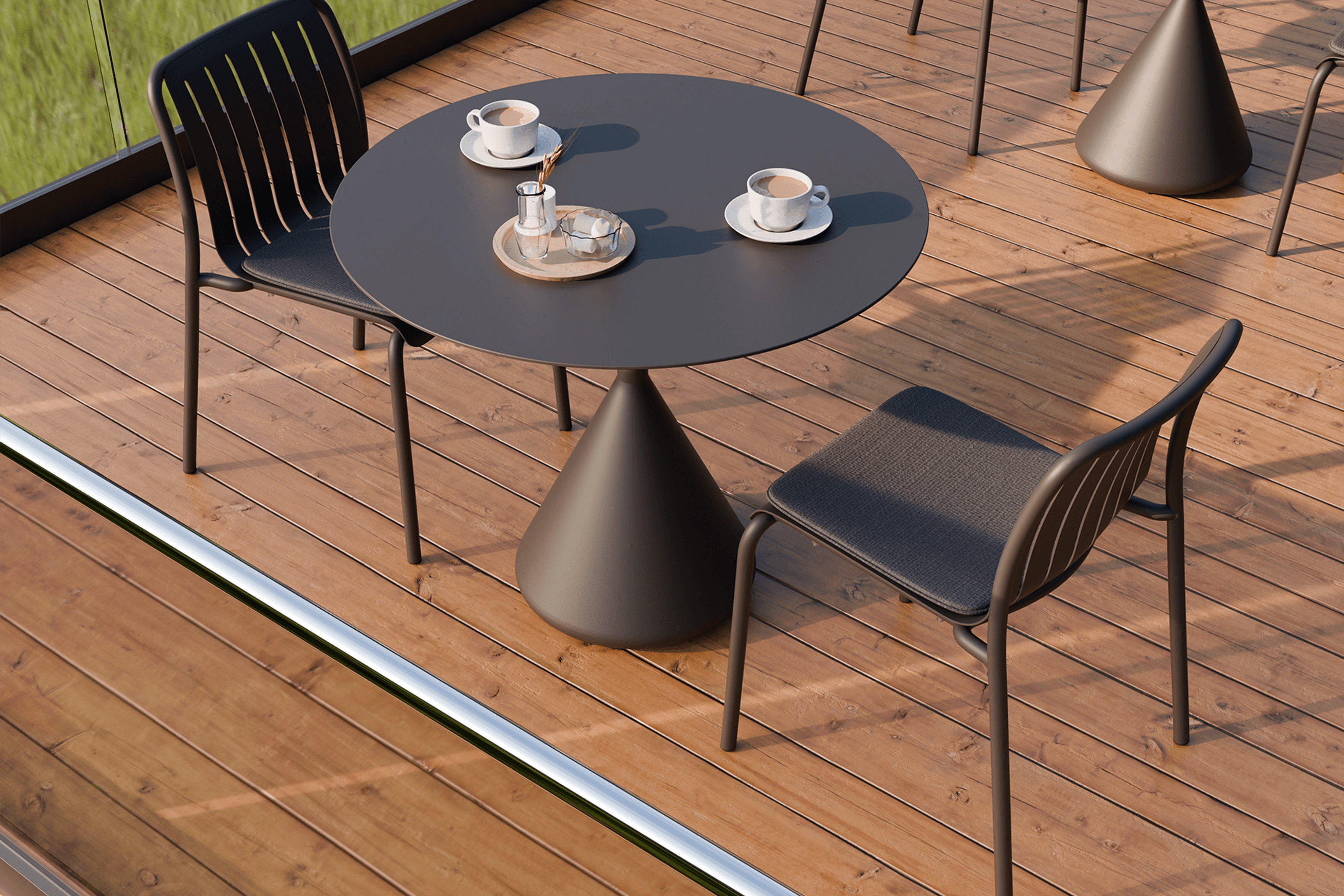 Kora Cafe Table 90cm Dia Aluminium - Outdoor