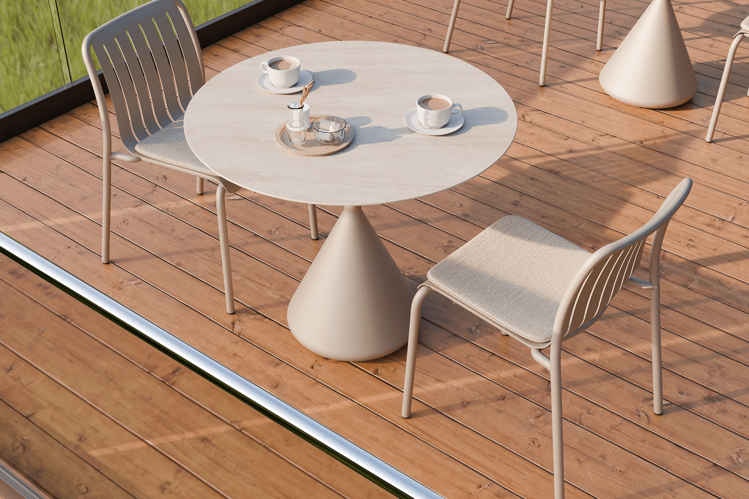 Kora Cafe Table 90cm Dia CERAMIC - Outdoor