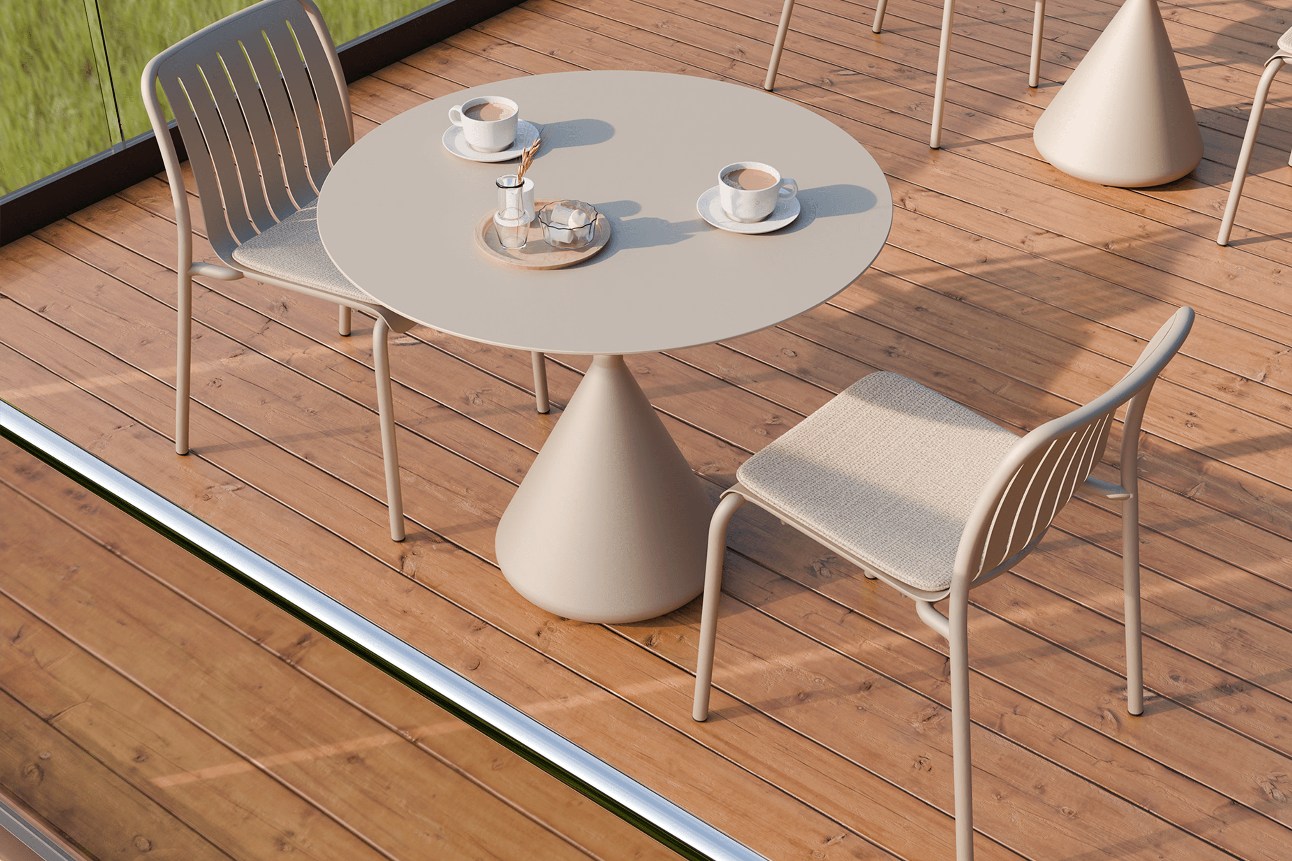 Kora Cafe Table 90cm Dia Aluminium - Outdoor