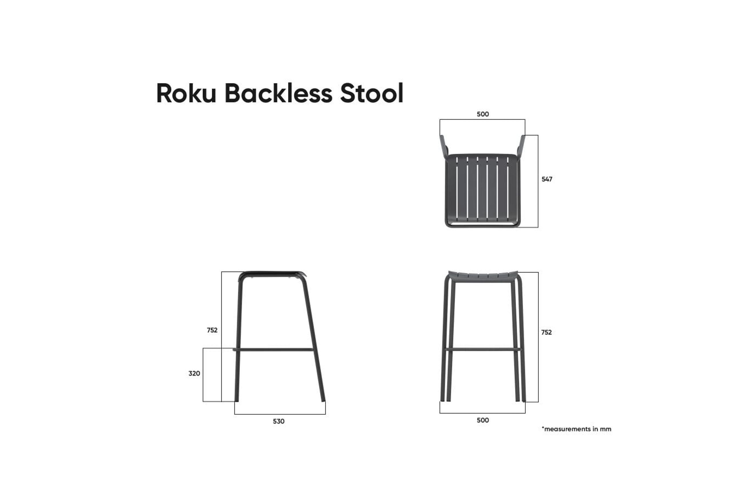 Roku Outdoor Backless Bar Stool in Matt White