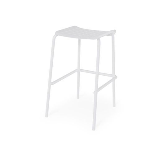 Roku Outdoor Backless Bar Stool in Matt White