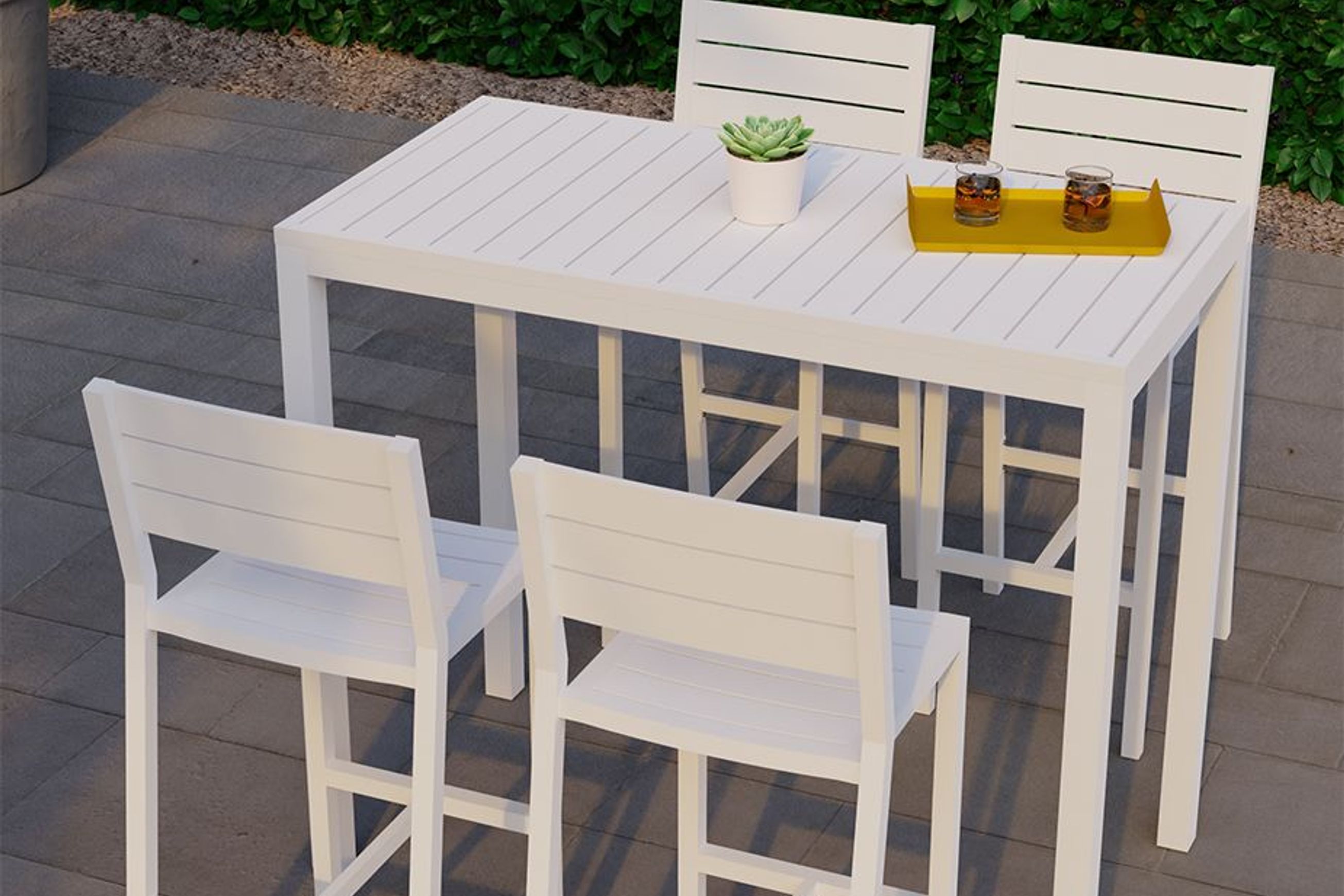 Halki Stool With Backrest - White
