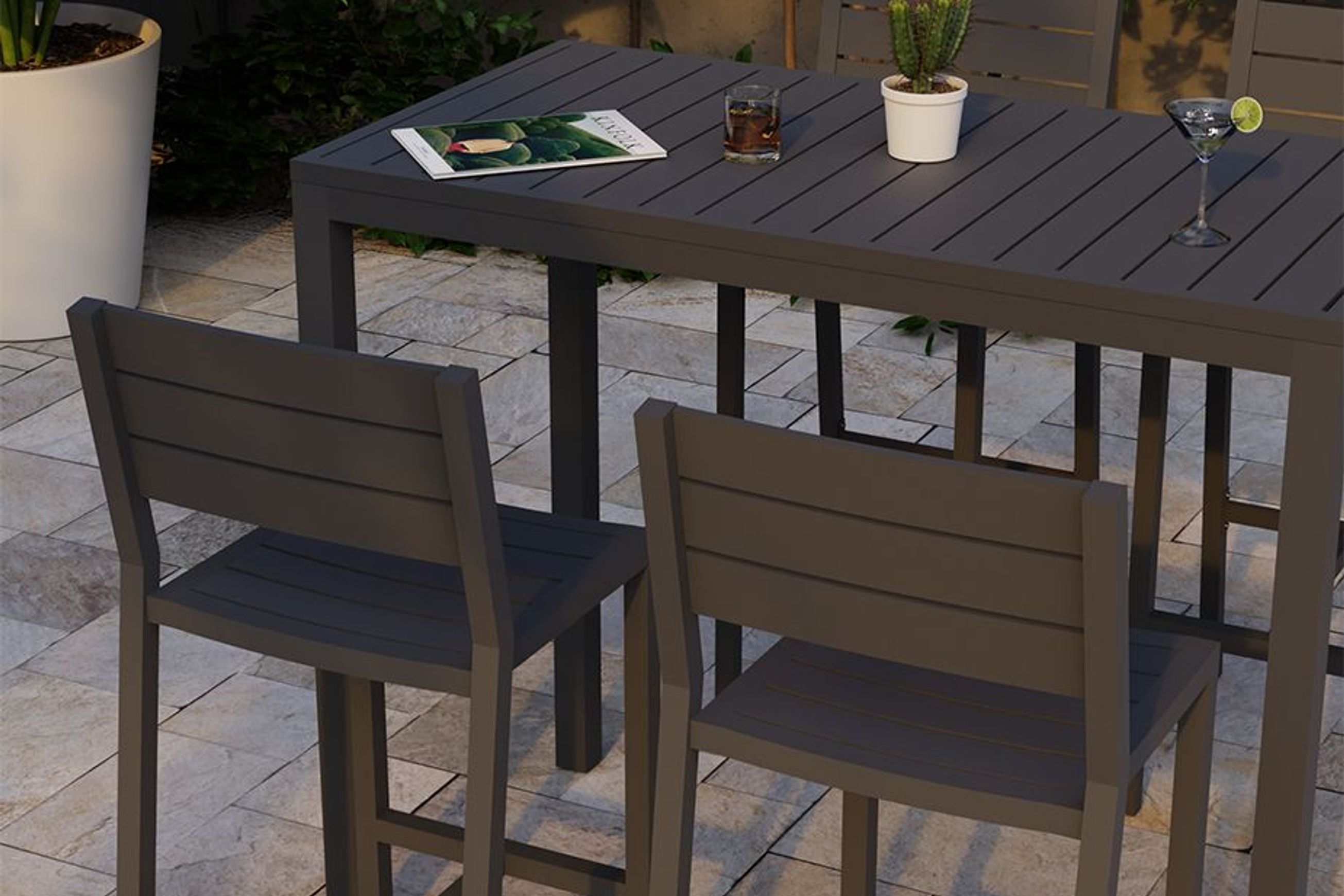 Halki Stool With Backrest - Charcoal