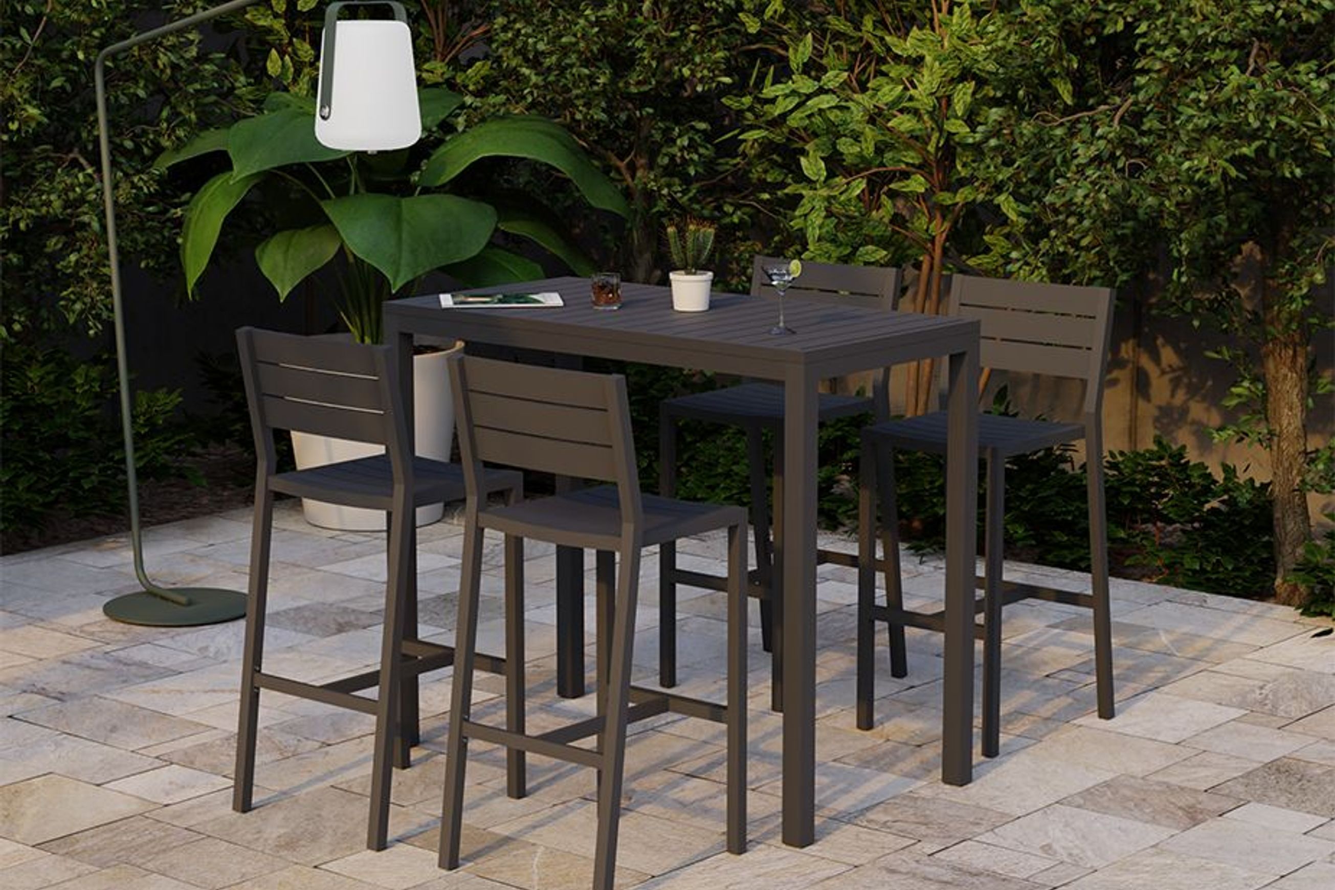 Halki Stool With Backrest - Charcoal