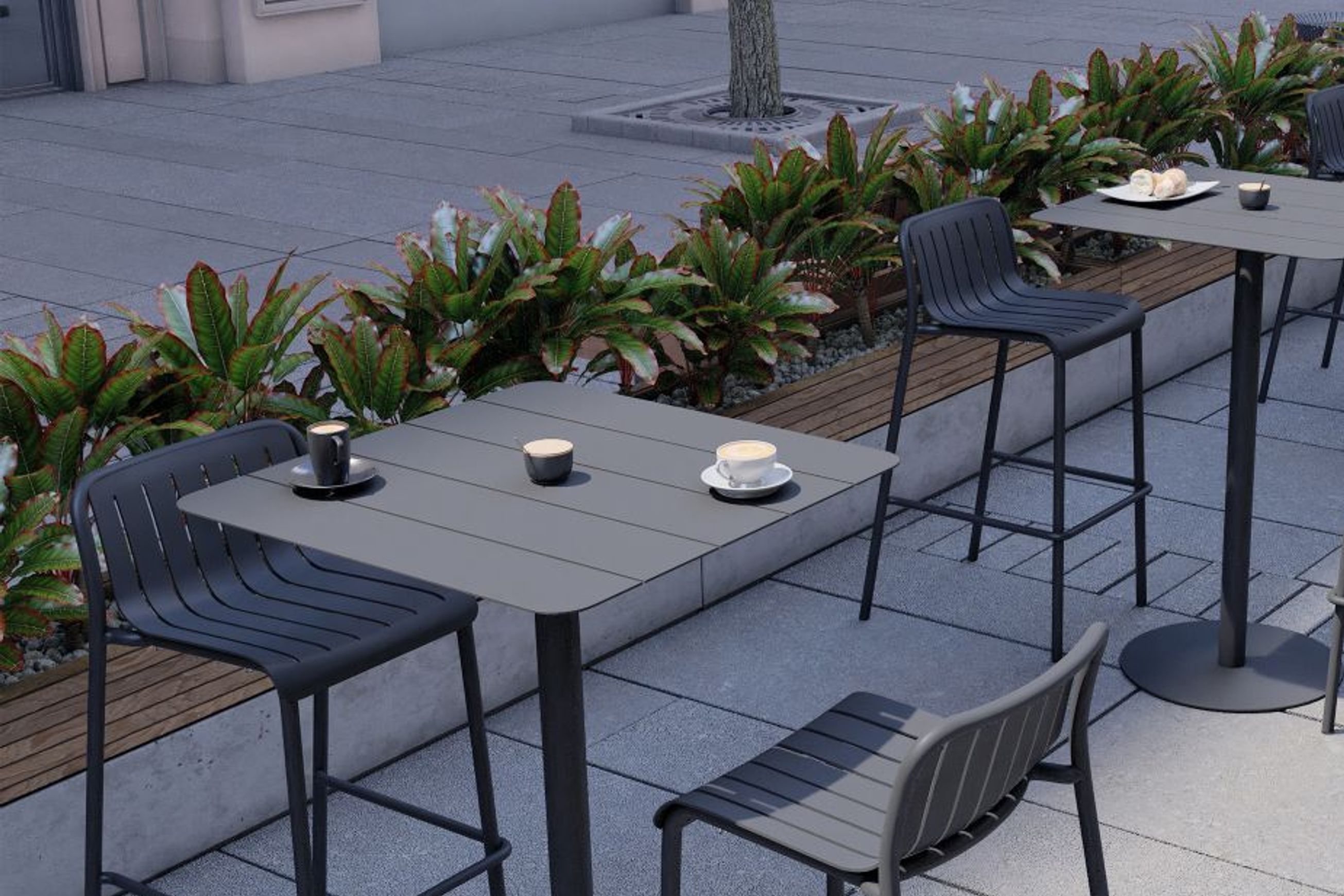 Roku Outdoor Bar Stool in Matt Charcoal