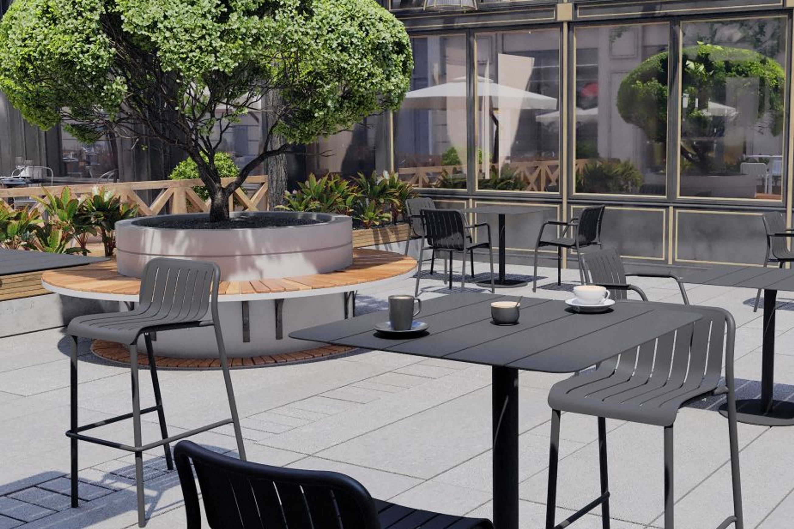 Roku Outdoor Bar Stool in Matt Charcoal