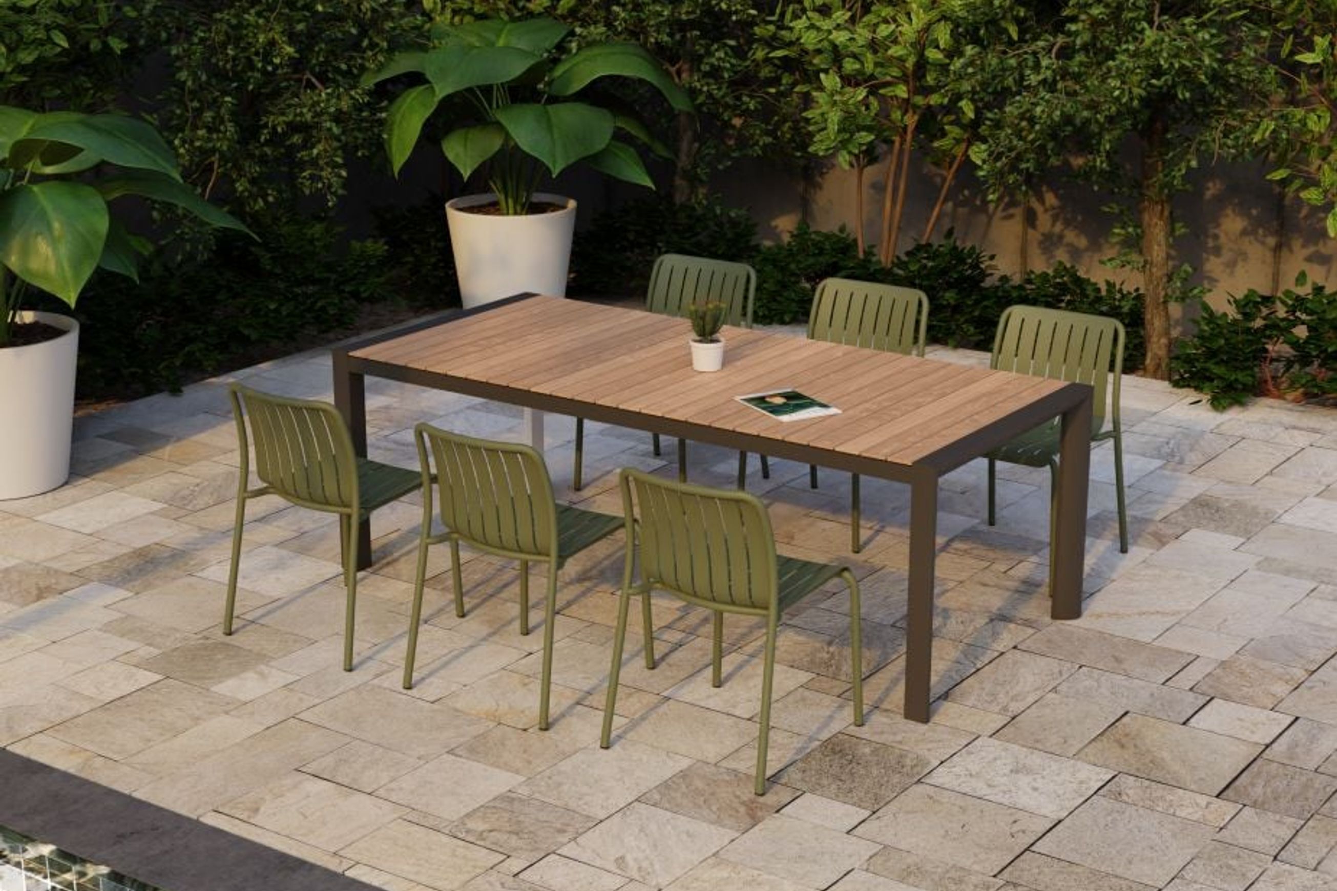Roku Outdoor Dining Chair in Matt Eucalyptus Green