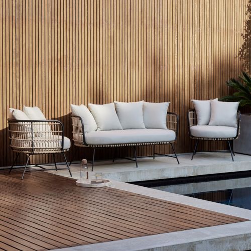 Arden 3PCE Bamboo Wicker Outdoor Lounge Set