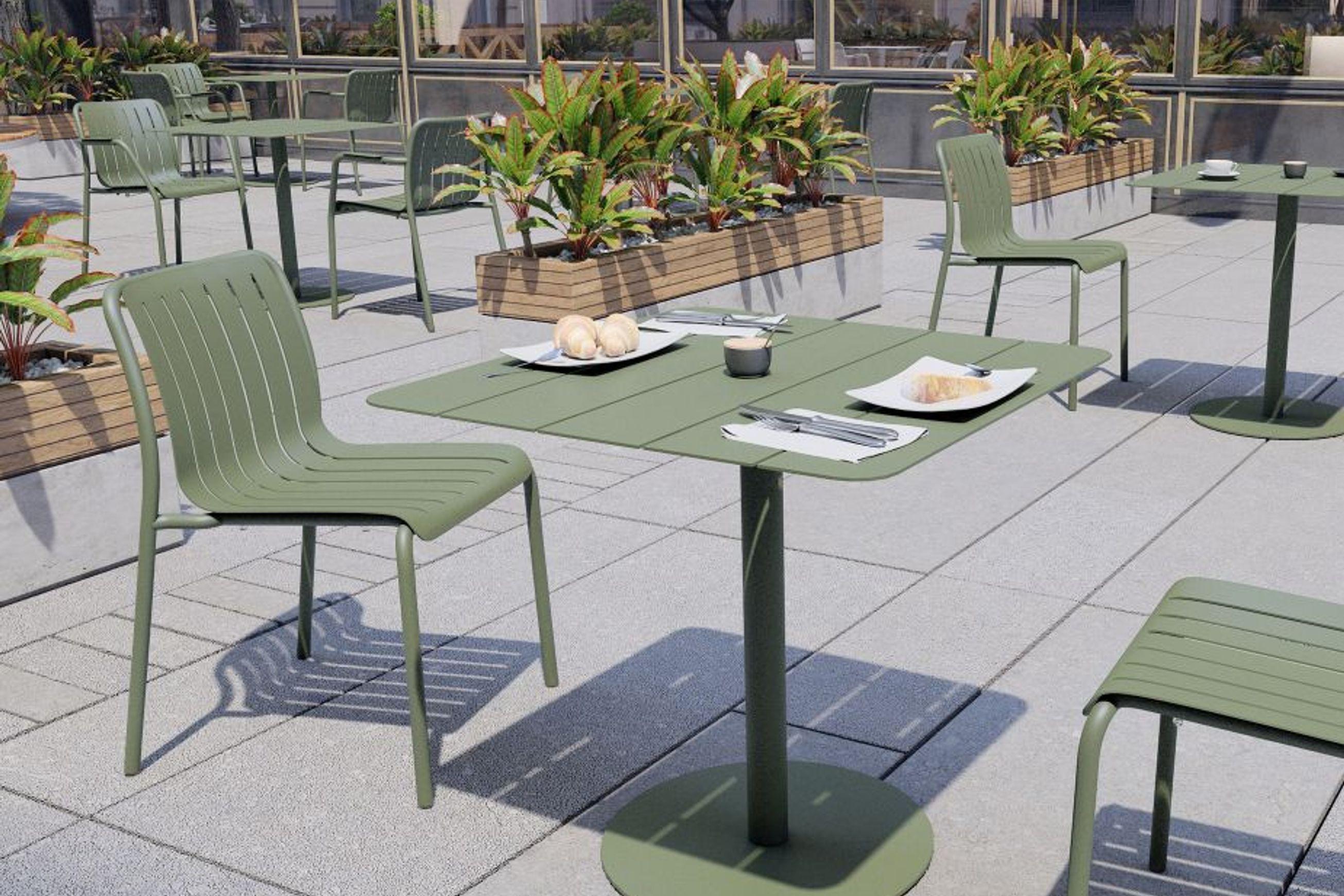 Roku Outdoor Dining Chair in Matt Eucalyptus Green