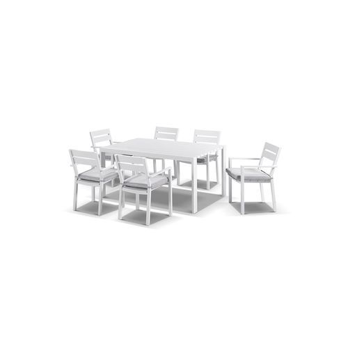 Capri 7pcs Dining Setting w/ Santorini Chairs in White