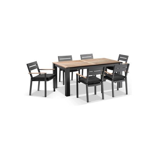 Balmoral 1.8m Teak Top Table w/ 6 Capri Dining Chairs