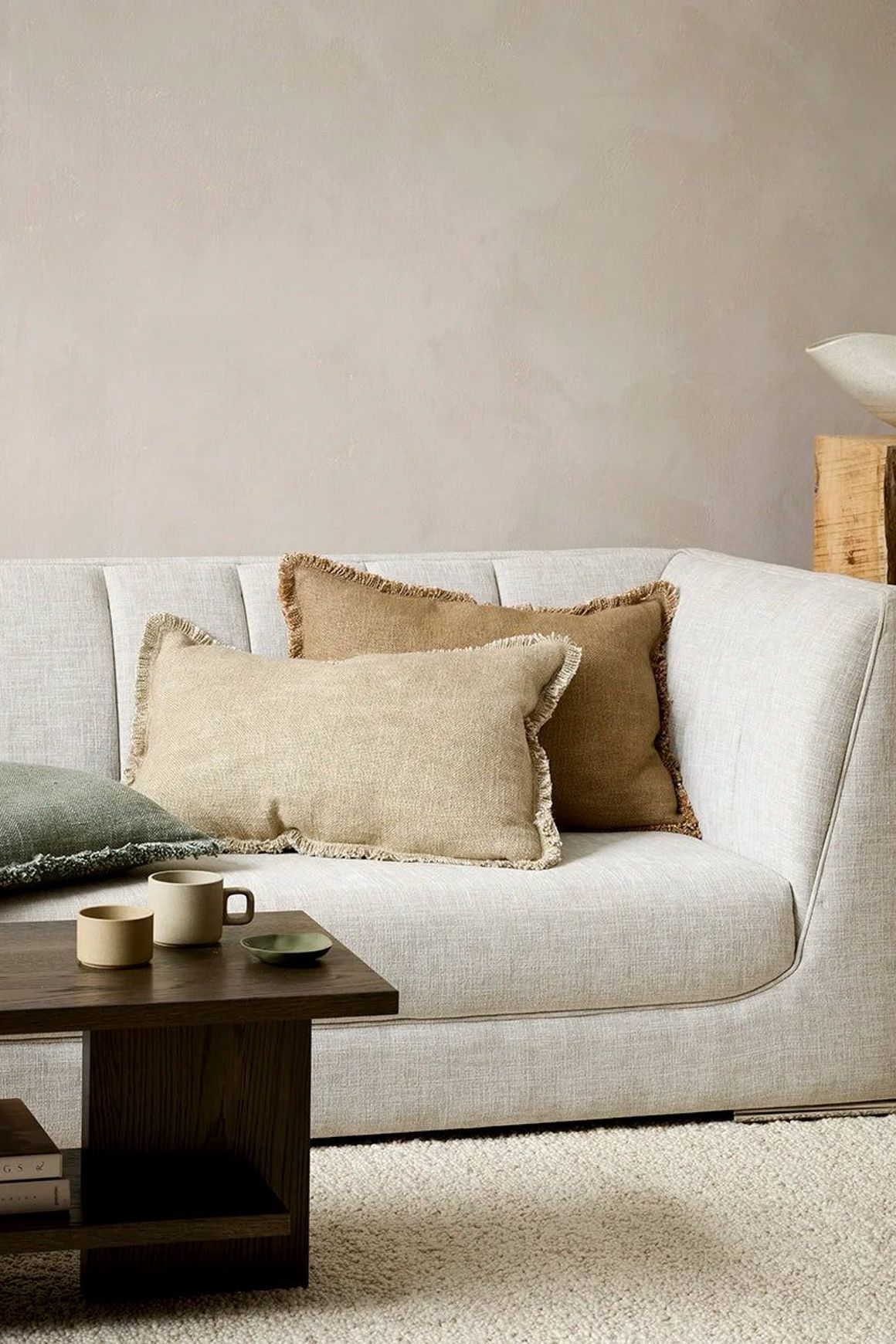 Baya Dover Cushion - Sage | Lumbar with Fringe