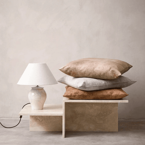 Baya Theo Velvet Cushion - Leather | Large 60 x 60cm