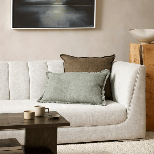 Baya Dover Cushion - Sage | Lumbar with Fringe