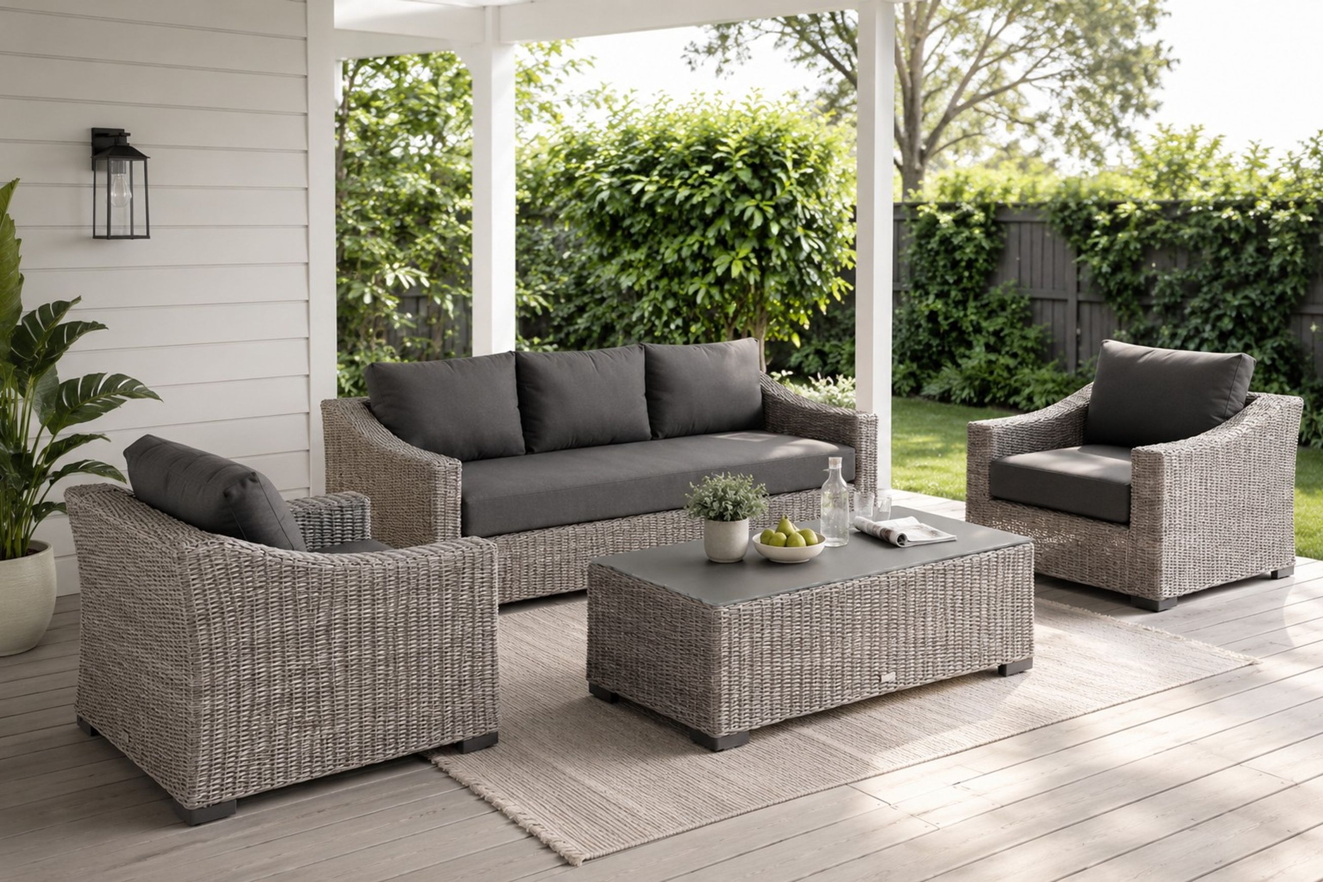 Hahei 3-Seater Lounge Set - Canvas Coal