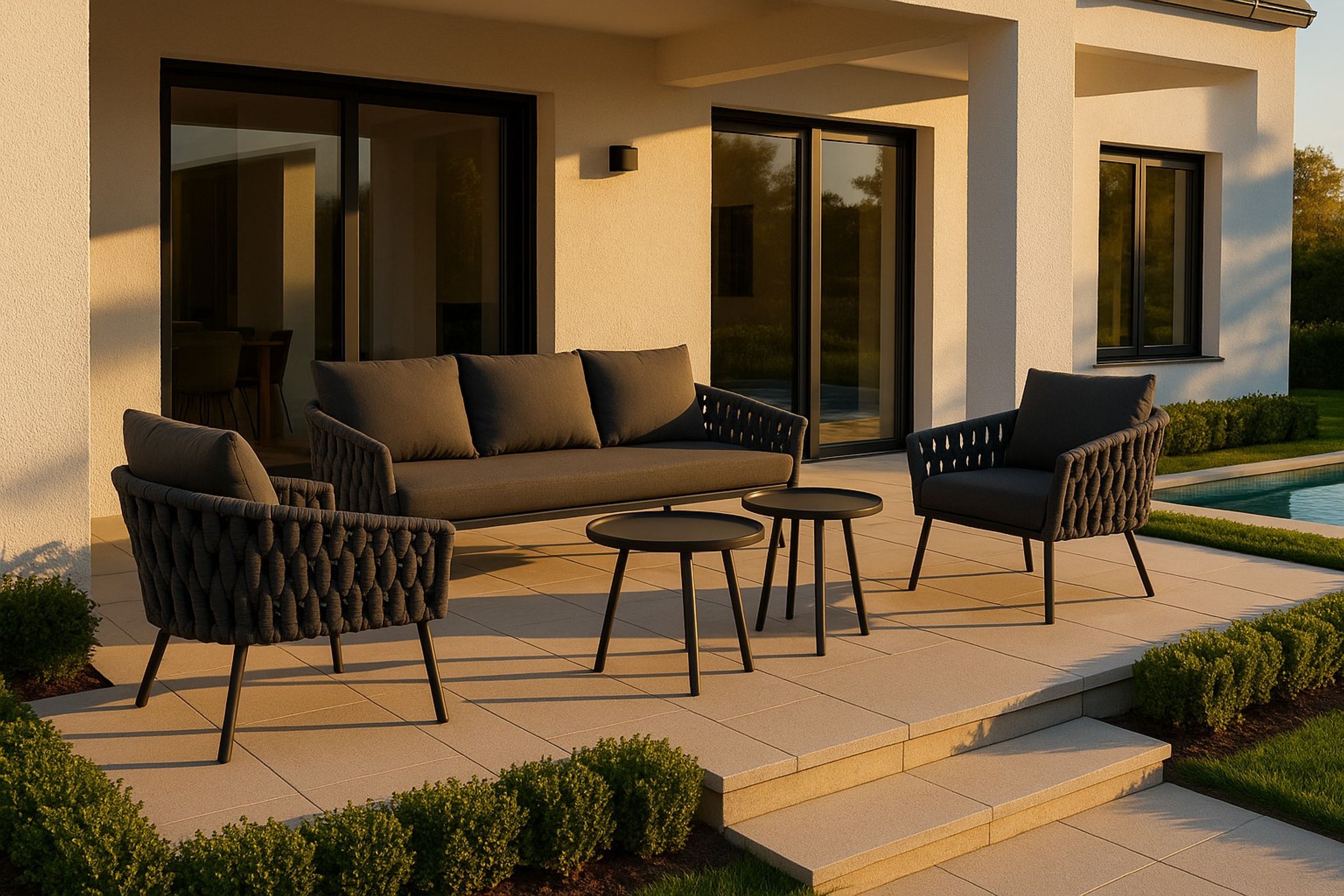 Malmo Rope 3+1+1 Lounge Set - Charcoal