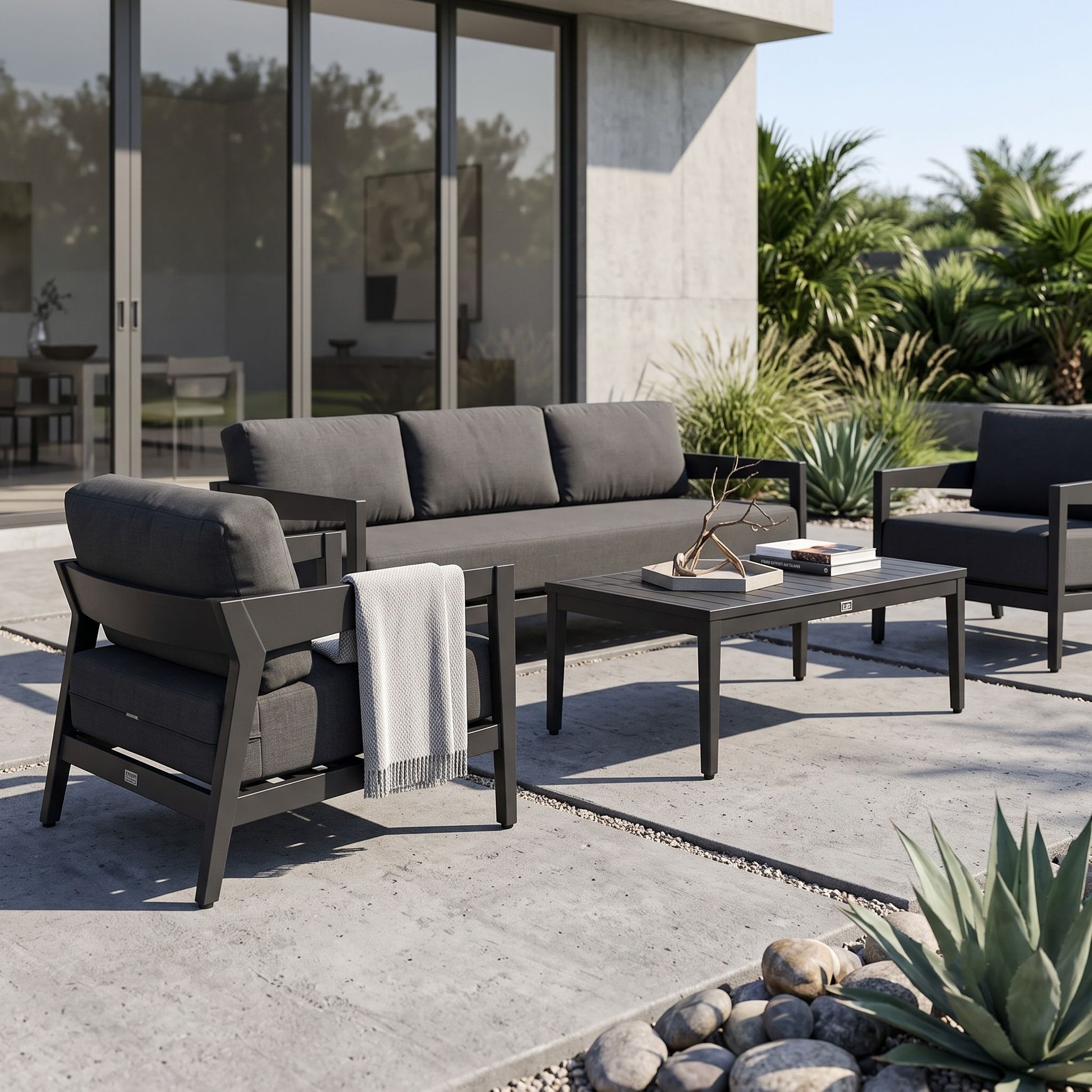 Omaha 3-Seater Lounge Set - Charcoal
