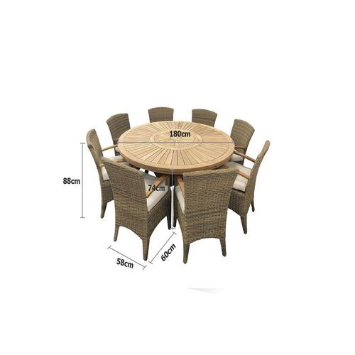 Solomon Round Outdoor Table w/ Chairs + Lazy Susan