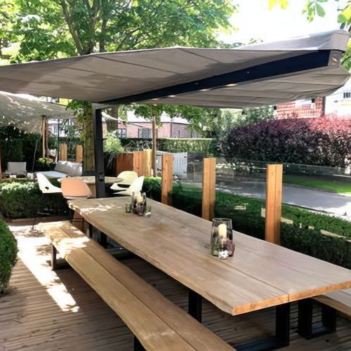 Leaf Outdoor Shade with Heat, Light & Cooling