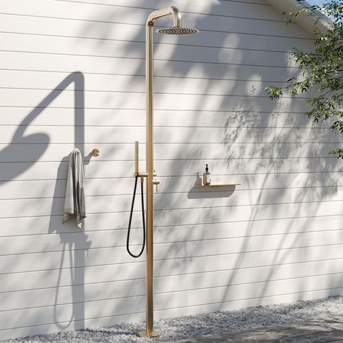 Zen SS316L Outdoor Freestanding Shower | Brushed Gold