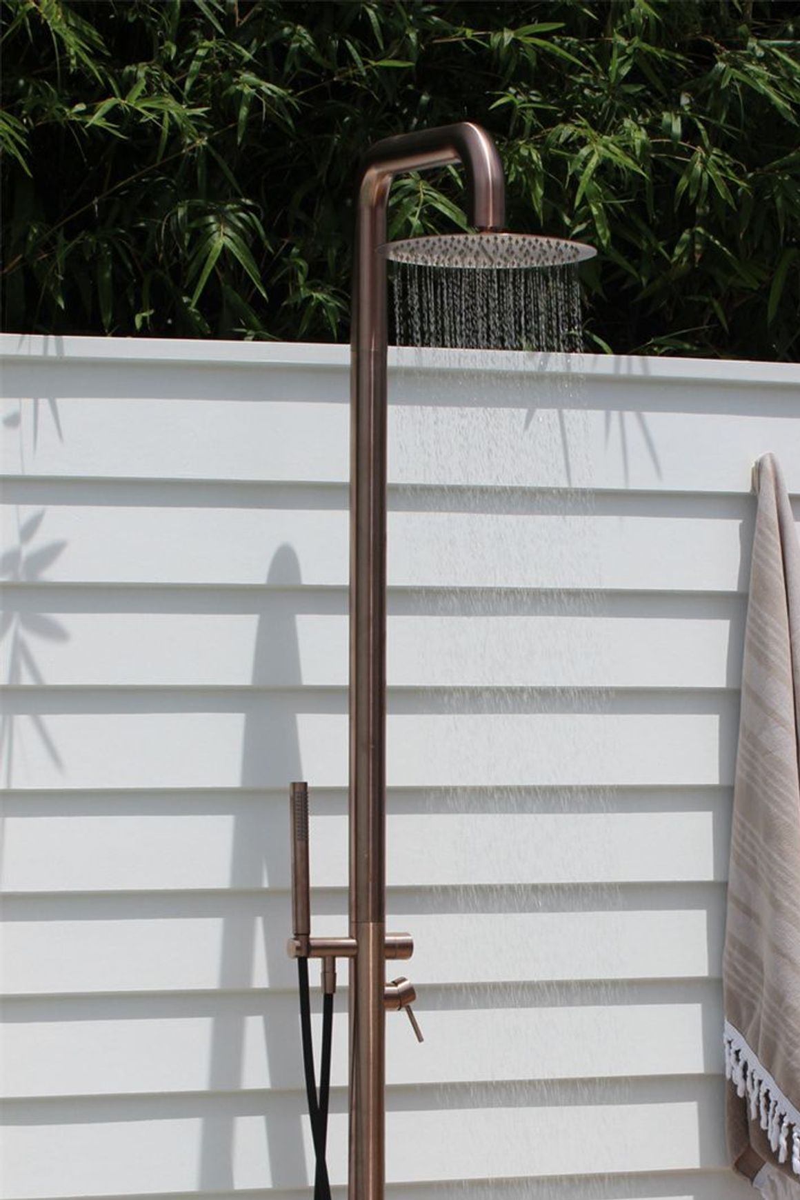 Zen SS316L Outdoor Freestanding Shower Column | Brushed Bronze